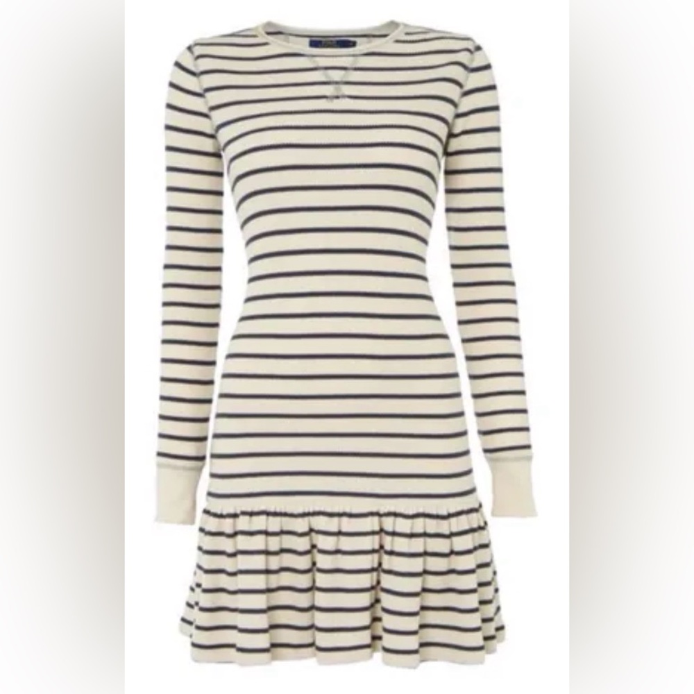 Polo Ralph Lauren striped waffle-knit drop-waist dress